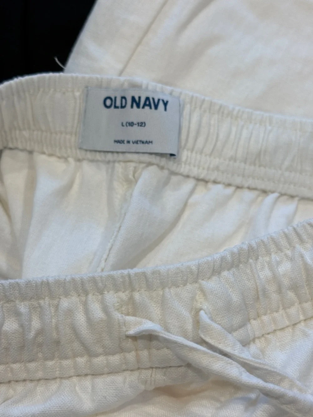 Old Navy Girls Wide Leg Linin Pants Cream Black Set Elastic Waist Pull-On - Picture 2 of 12
